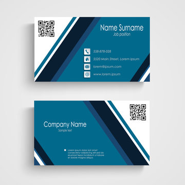 Business card with blue white stripes template