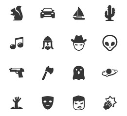 Fototapeta premium Genres of cinema icons set