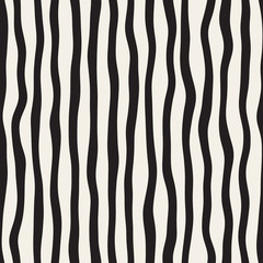 Vector Seamless Black and White Hand Drawn Stripes Pattern