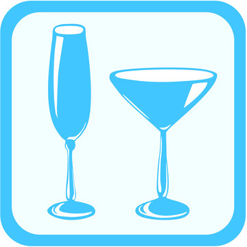 Two blue vector wineglasses