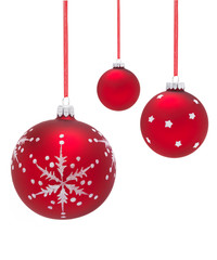 Group of hanging red baubles