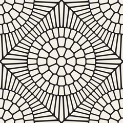 Obraz premium Vector Seamless Black and White Rounded Lace Ornamental Pattern