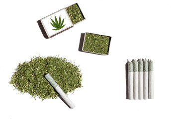 Rolled cigarettes with cannabis.