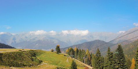 Orobie landscape in fall season. Panorama from Vodala mountain resort at Spiazzi di Gromo place