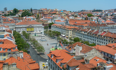 Fototapeta na wymiar Panoramic view from Elevador de Santa Justa, Lisbon, Portugal