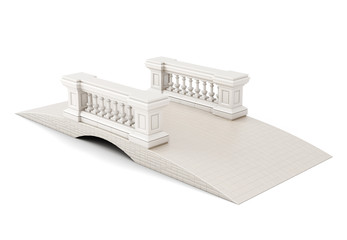 Bridge with a fence on white background. 3d rendering