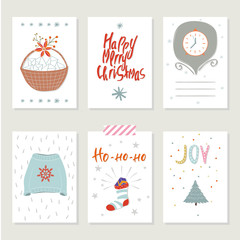 Collection of 6 Christmas card templates.