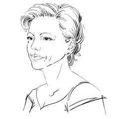 Vector portrait of attractive woman, illustration of good-lookin