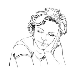 Graphic vector hand-drawn illustration of white skin attractive