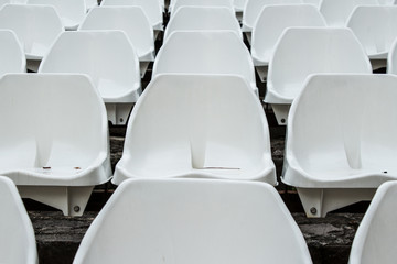 Obraz premium Background of white chairs in stadium