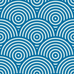 Fototapeta na wymiar Blue vector endless pattern created with thin undulate stripes a