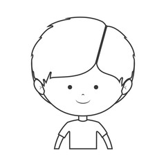 silhouette of little boy smiling wearing  a t-shirt over white background. vector illustration