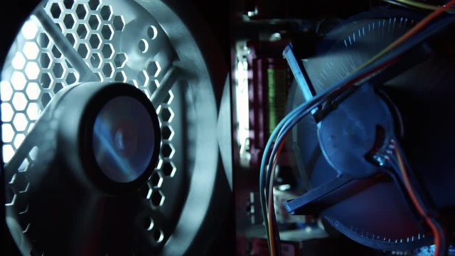 parallax shot from the inside of a working computer case