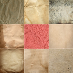 Collection of old grunge crumpled paper textures