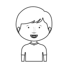 silhouette of little boy smiling wearing  a t-shirt over white background. vector illustration