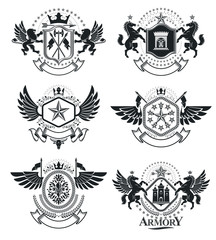 Obraz premium Heraldic Coat of Arms, vintage vector emblems. Classy high quali