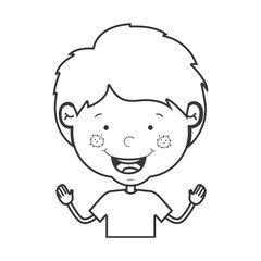 silhouette of little boy smiling wearing  a t-shirt over white background. vector illustration