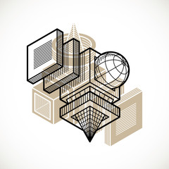 Abstract three-dimensional shape, vector design cube element.