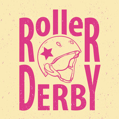 Roller derby helmet typography, t-shirt graphics, vectors
