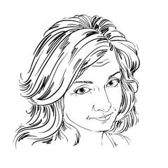 Artistic hand-drawn vector image, black and white portrait of de