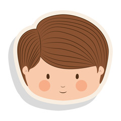 little cute boy face smiling over white background. vector illustration