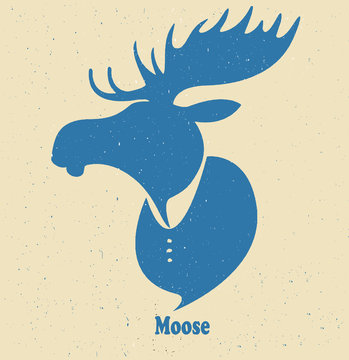 Moose head.Vector silhouette on a light background