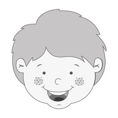 little cute boy face smiling over white background. vector illustration
