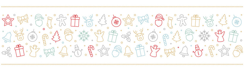 merry christmas colorful icon elements border white background