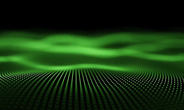 Seamless Loop. Futuristic Green Particles Wave Abstract Background - Creative Design Element.