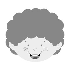 little cute boy face smiling over white background. vector illustration