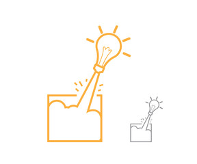 think out of box, creative idea concept line style