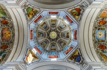 Beautiful baroque interior of Salzburg cathedral