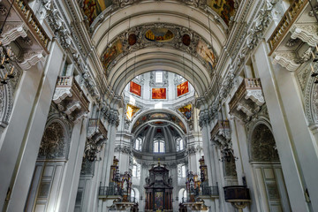 Beautiful baroque interior of Salzburg cathedral