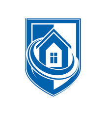 Home insurance conceptual icon, protection shield with vector si