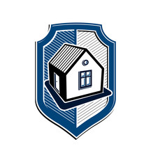 Home insurance vector conceptual icon, protection shield with a
