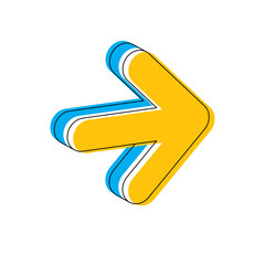 Arrow in rounded style isolated on white background, vector sign