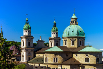 Fototapeta na wymiar Cityscape of Salzburg with beautiful church