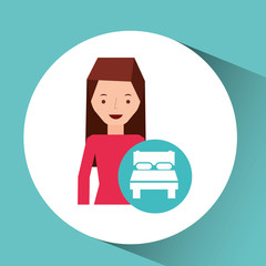 girl cartoon traveler and bed hotel design, vector illustration  graphic 