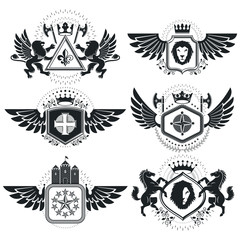 Heraldic Coat of Arms, vintage vector emblems. Classy high quali