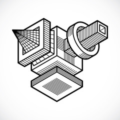 Engineering abstract shape, vector polygonal figure.