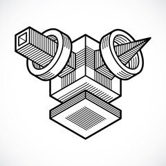 Abstract three-dimensional shape, vector design cube element.