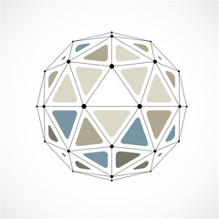 Abstract vector low poly object with black lines and dots connec