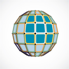 Abstract vector low poly object with black lines and dots connec