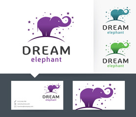 Dream Elepant vector logo with business card template