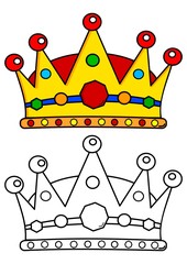Crown with gems like coloring books for small children - vector eps