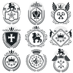 Fototapeta na wymiar Heraldic Coat of Arms decorative emblems isolated vector illustr