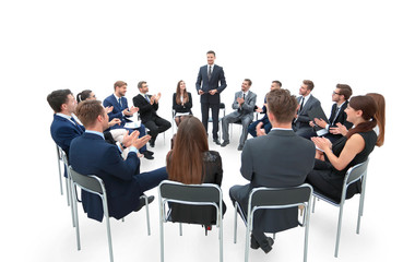 Speaker giving a talk on corporate Business Conference.  Busines