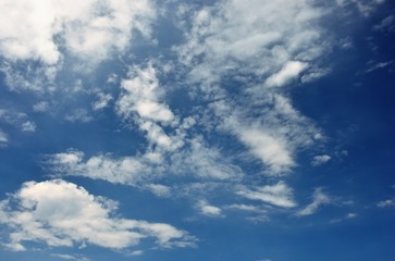 Beautiful soft clouds on blue sky background.