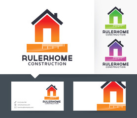 Ruler Home vector logo with business card template