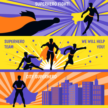Superhero Horizontal Banners Set 